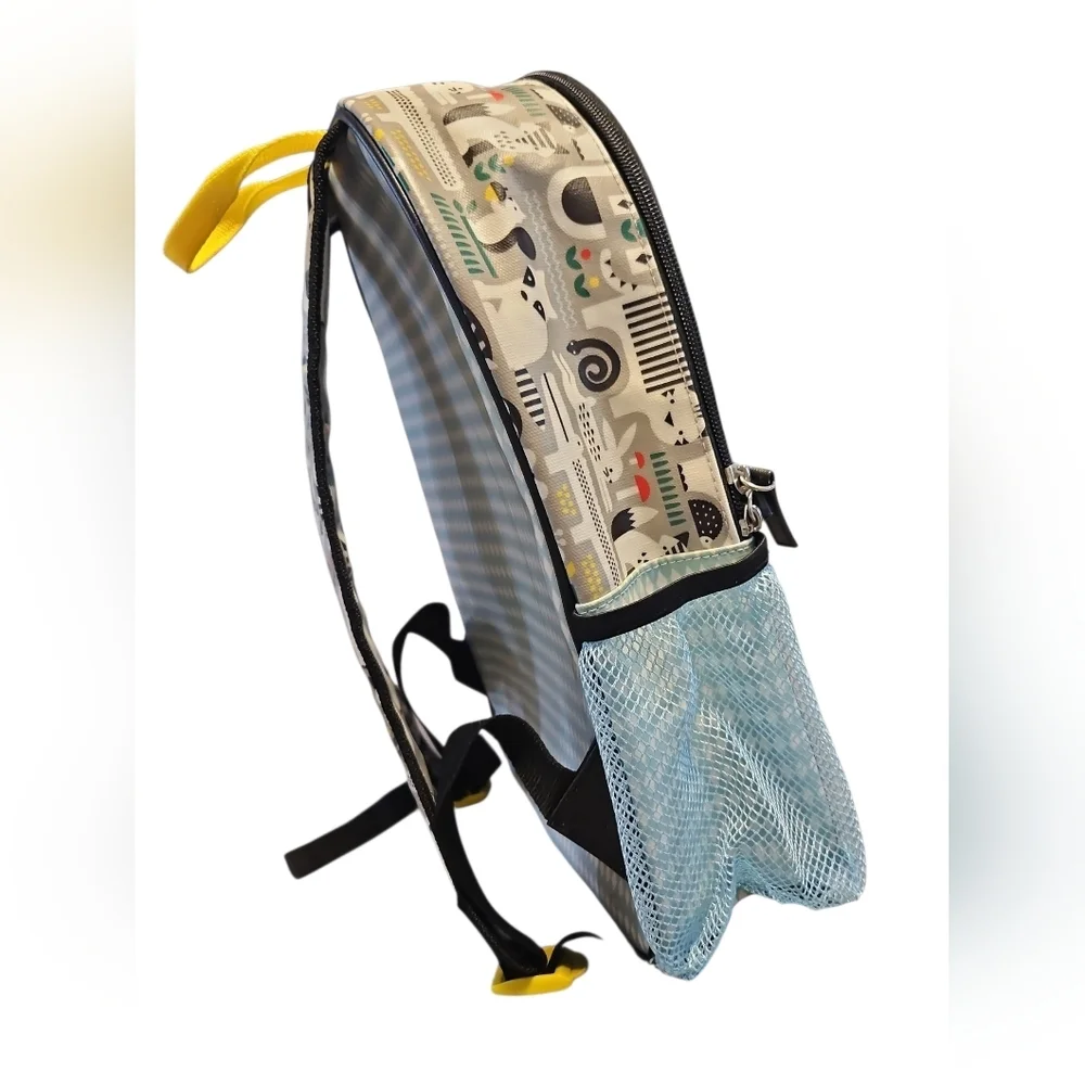 Petit Collage Animals Eco-friendly Kids Backpack in Gray & Teal